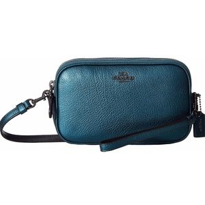 Coach metallic crossbody clutch blue